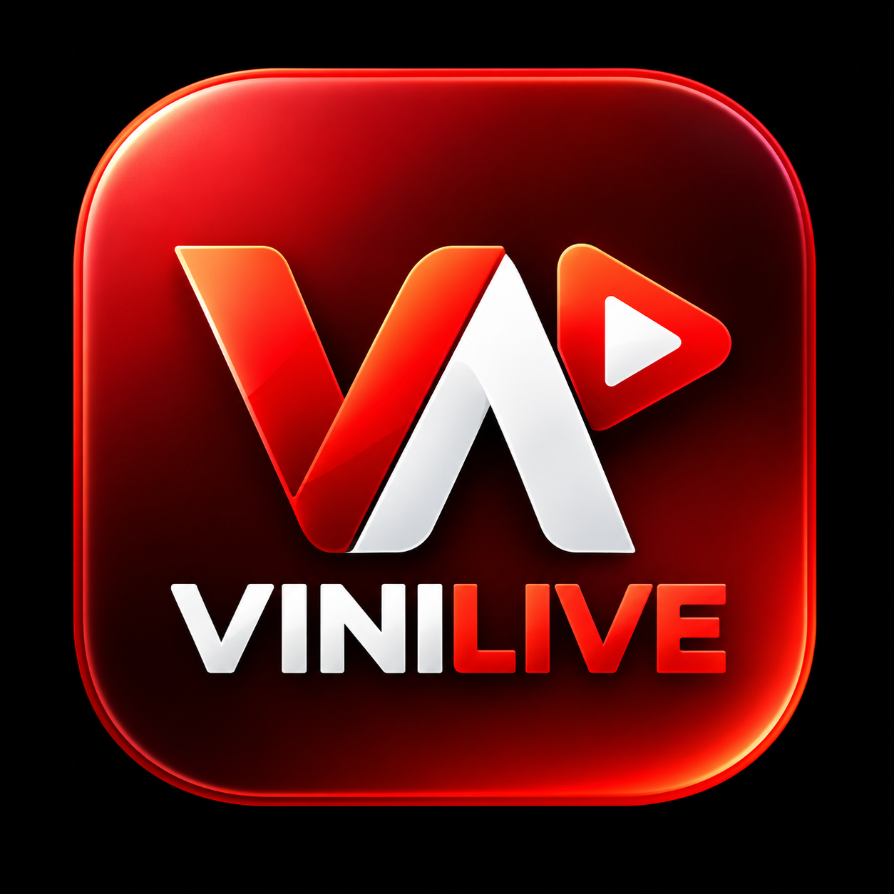 Nhận diện VINILIVE — đỏ, đen và trắng